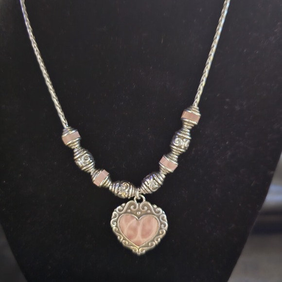Brighton Park Avenue Pink Leather Heart Pendent Necklace Vintage - Picture 2 of 11